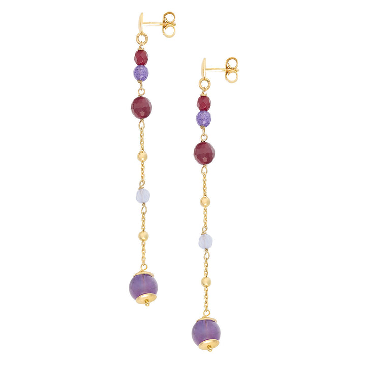 Comete Earrings in 925‰ Silver with colored Amethyst, Agate and Jade ORA219