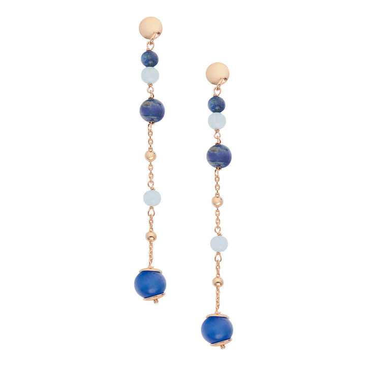 Comete Earrings in 925‰ Silver with Aquamarine, Lapis, colored Quartz ORA218