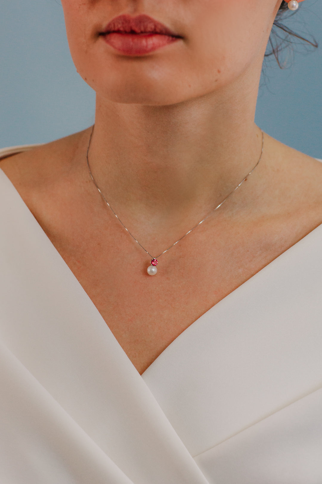 Comete Round Necklace in Gold, Pearls and Pink Topaz GLP617