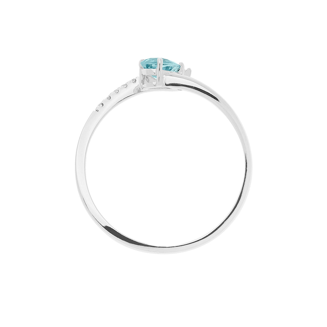 Comete Gold Ring with Diamonds and Aquamarine Drop ANQ326