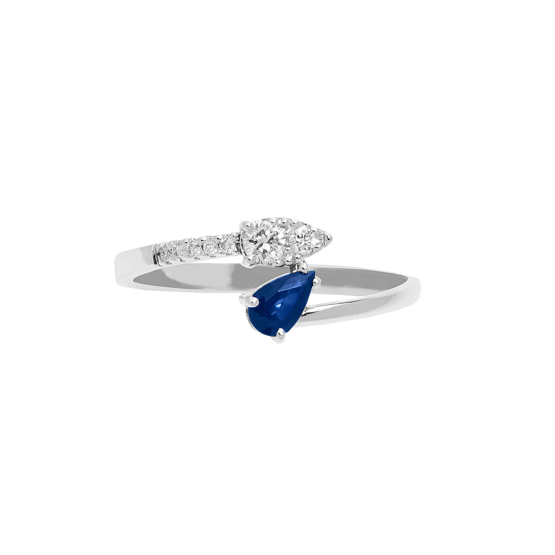 Comete Gold Ring with Diamonds and Sapphire Drop ANB2631