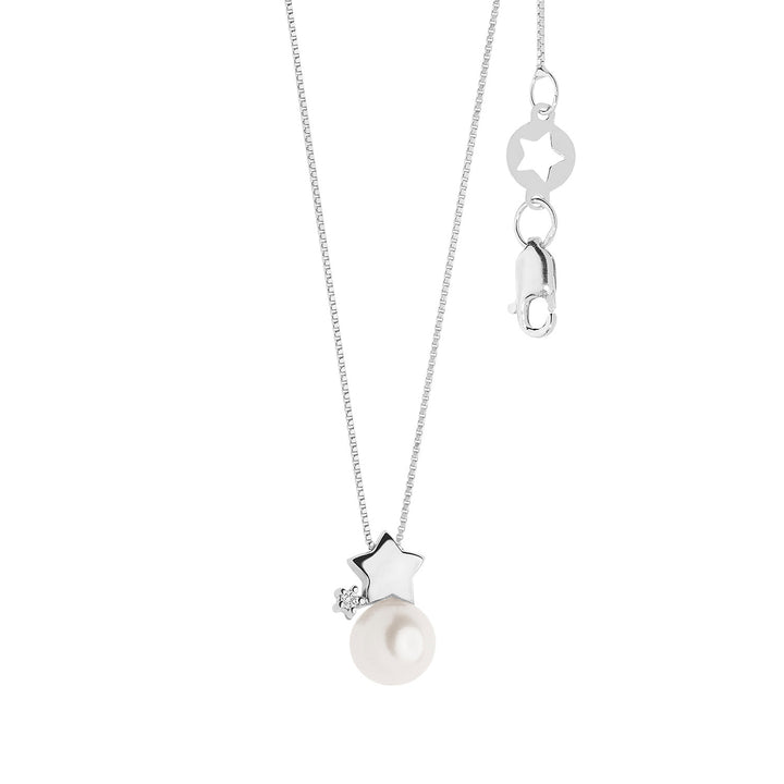 Comete Choker Necklace Pearls in Gold and Diamonds with Star GLP609