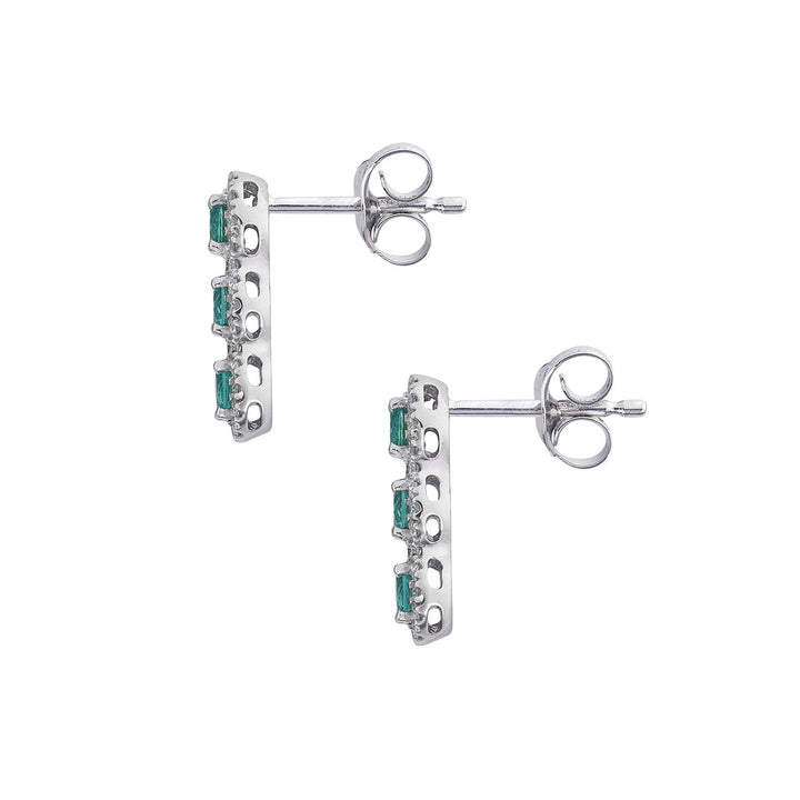 Comete Trilogy Earrings with Emerald in Gold and White Diamonds ORB1139
