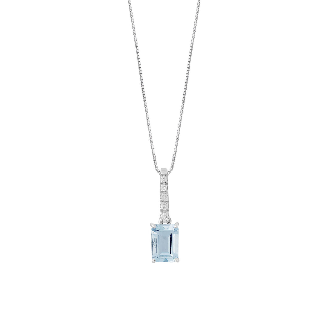 Comete Octagonal Aquamarine Necklace in Gold and Diamonds GLQ318