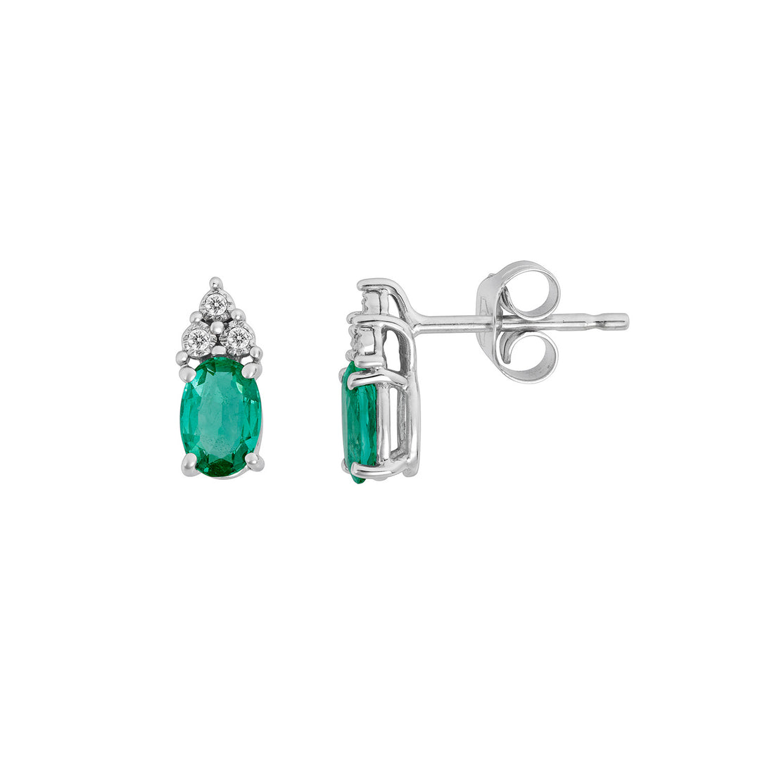 Comete Earrings in white gold with diamonds and oval emeralds ORB1122S3
