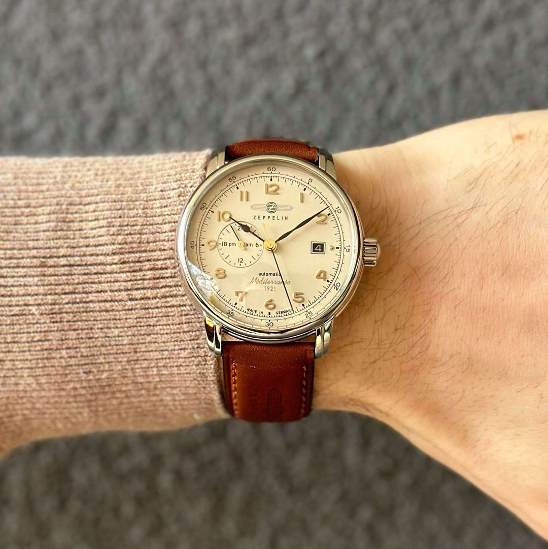 Zeppelin LZ121 Mediterranèe 24ore 40mm beige automatic steel 9668-5