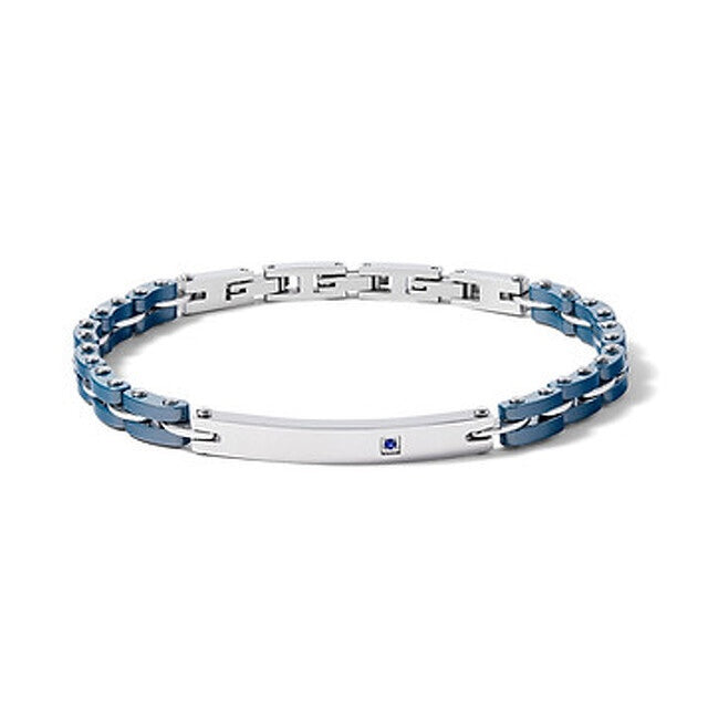 Comete Regalo Divino Kit steel ceramic bracelet and blue sapphire cufflinks KITGVZAF