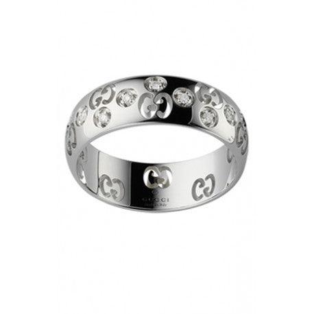 Gucci Icon Bold ring 18kt white gold and diamonds size 13 246484 J8540 9066