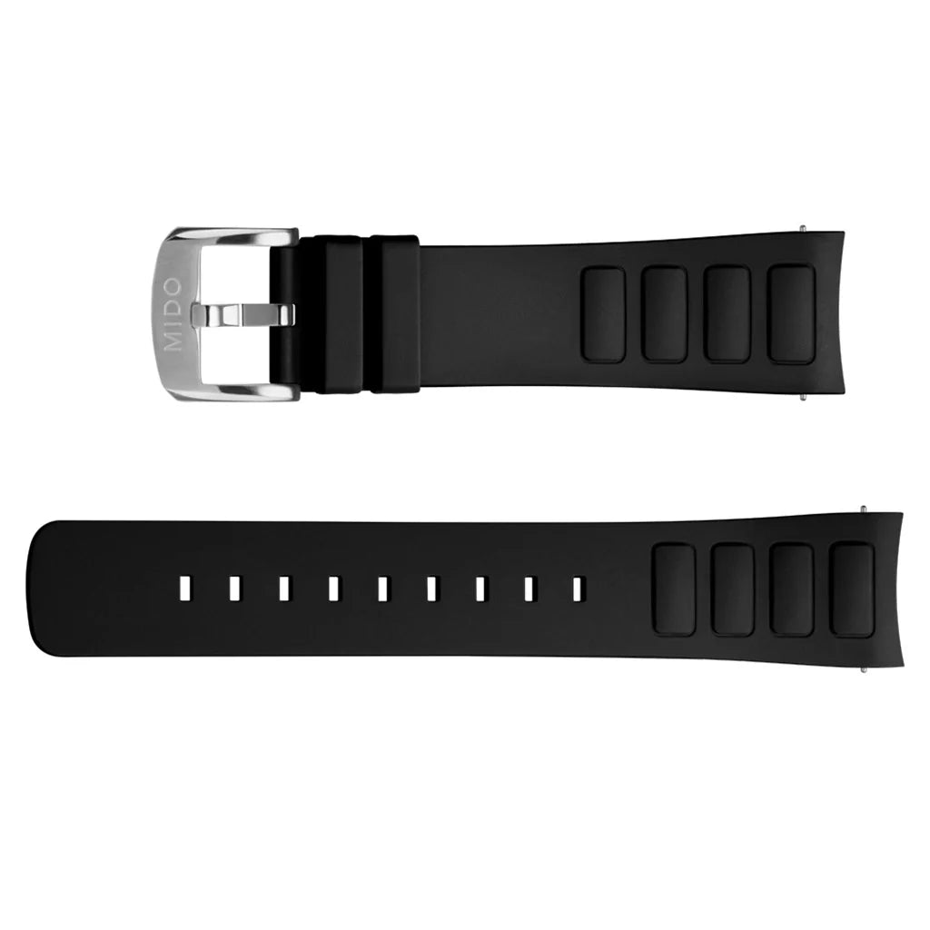 Mido Multifort TV strap black silicone steel buckle M852018741 + M610018742