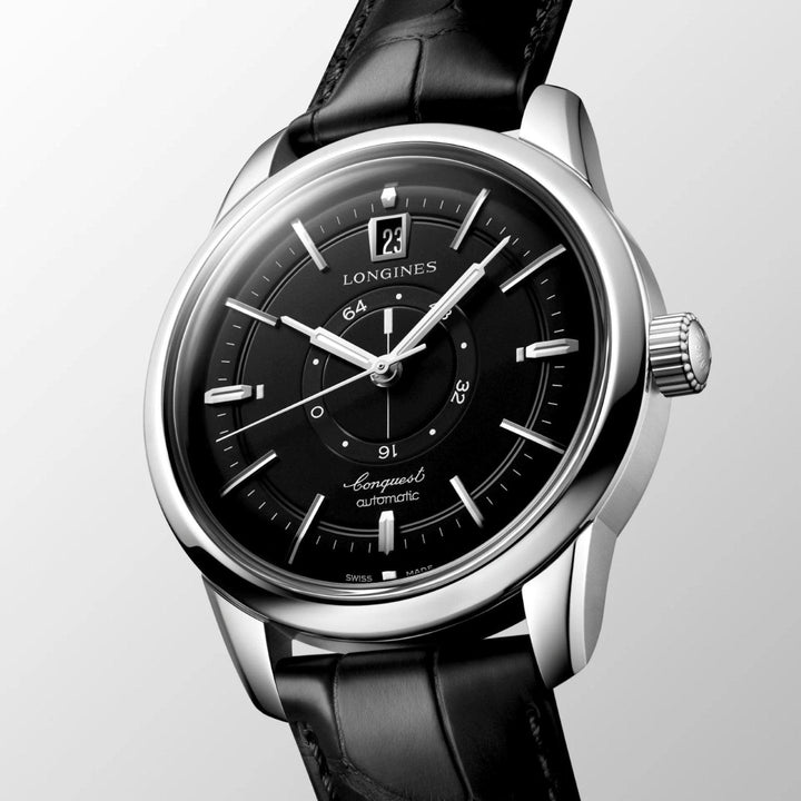 Longines orologio Conquest Heritage Central Power Reserve 38mm nero automatico acciaio L1.648.4.52.2 - Capodagli 1937