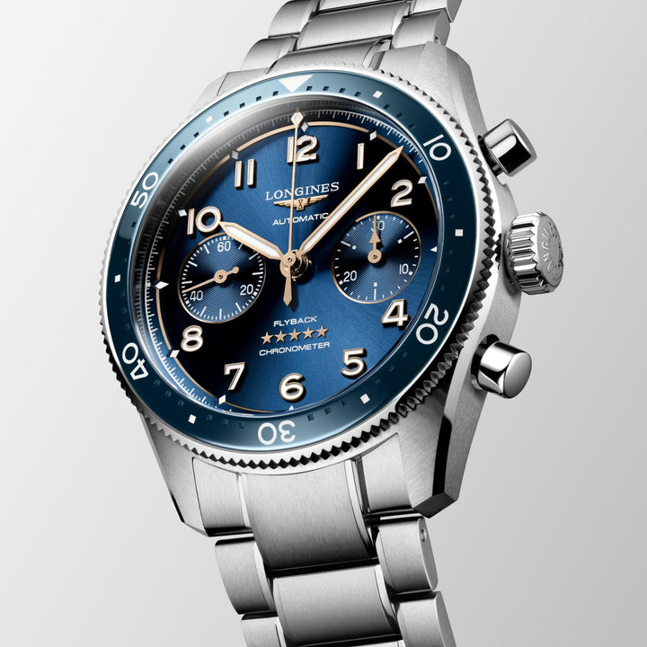 Longines orologio Longines Spirit Flyback 42mm blu automatico acciaio L3.821.4.93.6 - Capodagli 1937