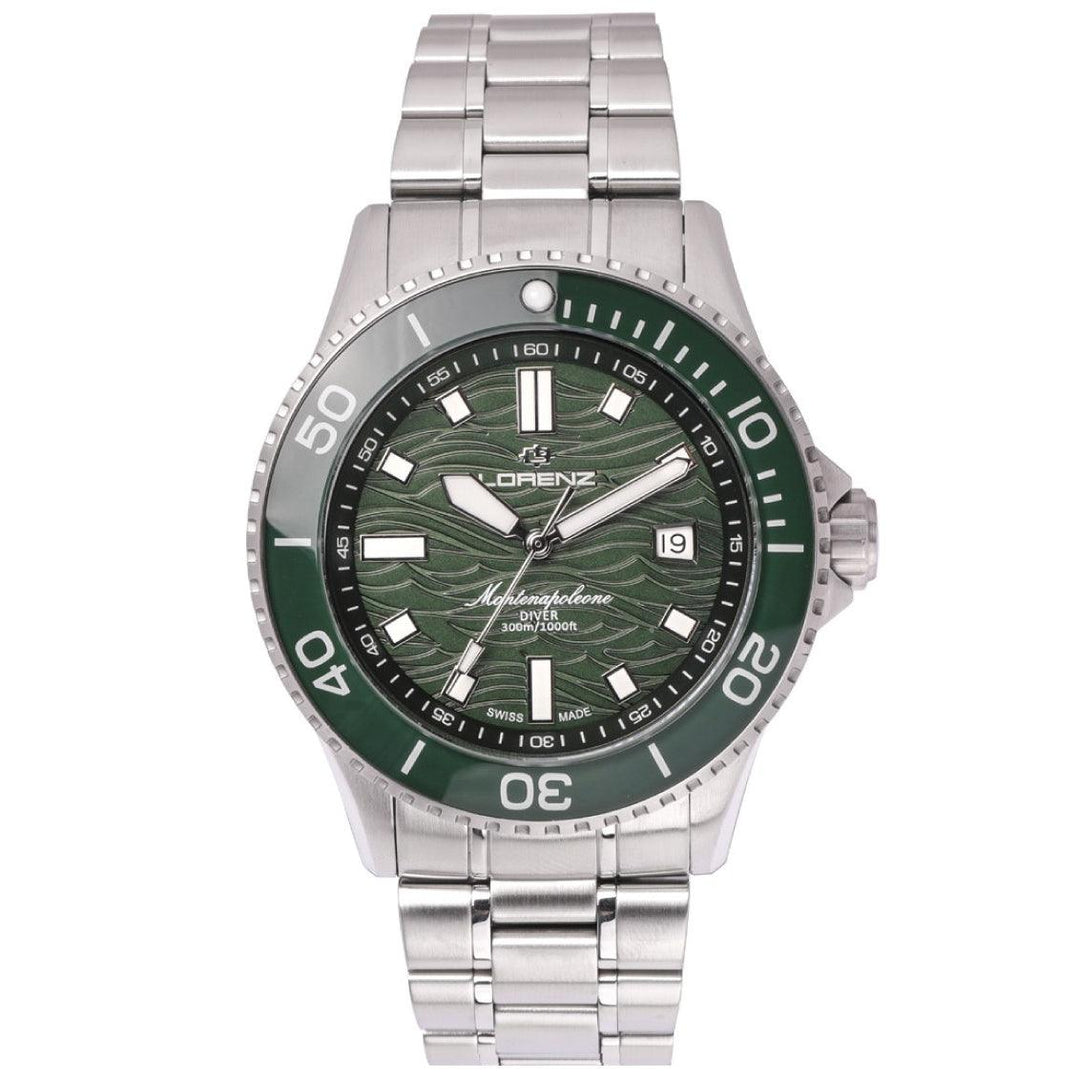 Lorenz orologio Montenapoleone Diver 42mm verde quarzo acciaio 090010DD - Capodagli 1937