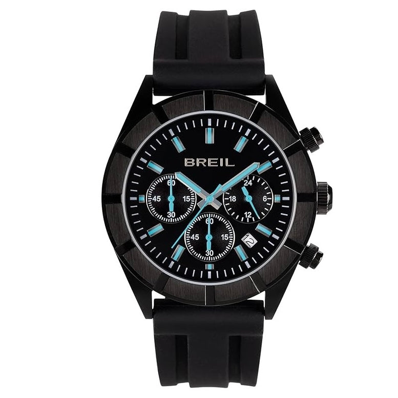 BREIL WATCH B 12 H CHRONO 42 मिमी ब्लैक क्वार्ट्ज स्टील फिनिश PVD BLACK TW2099