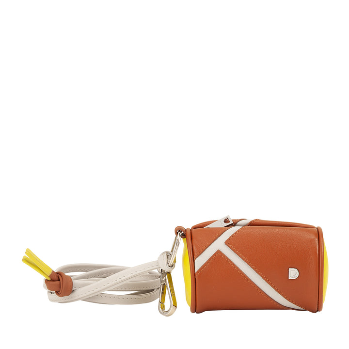 DUDU AirPods Neck Earphone Case in Leather with Zipper - Mini Unisex Bag with Strap, Sports Tennis Design, for Keys and Coins