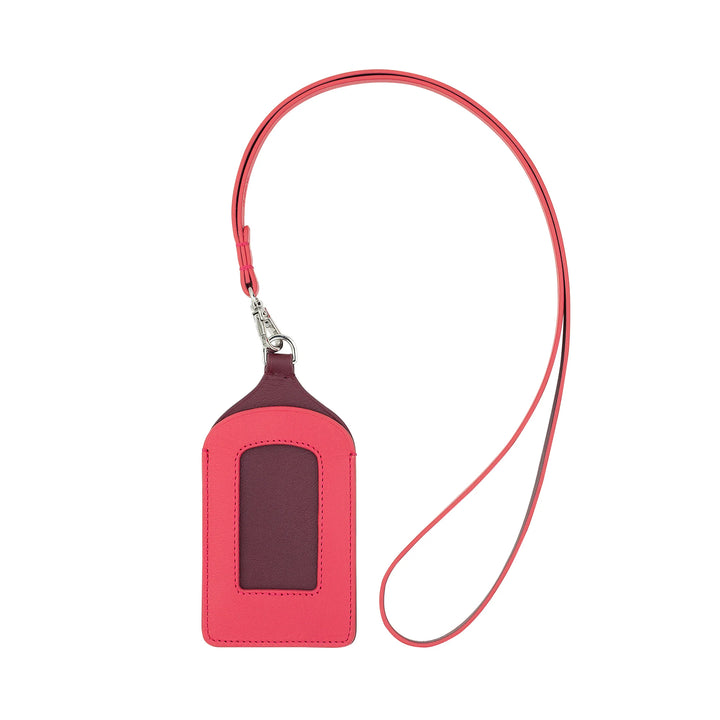 DUDU Leather Neck Badge Holder, with Detachable Lanyard, Credit Card Size Pass Holder, Badge Holder for Trade Fairs Conferences Office
