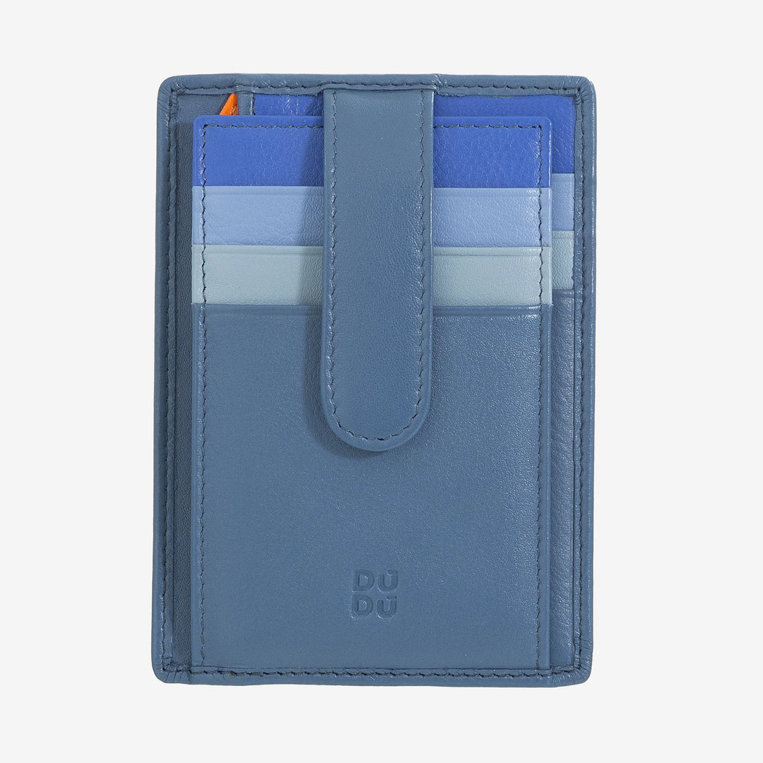 DUDU Slim Multicolored Leather Credit Card Holder for Men and Women with 9 Slots and Security Closure