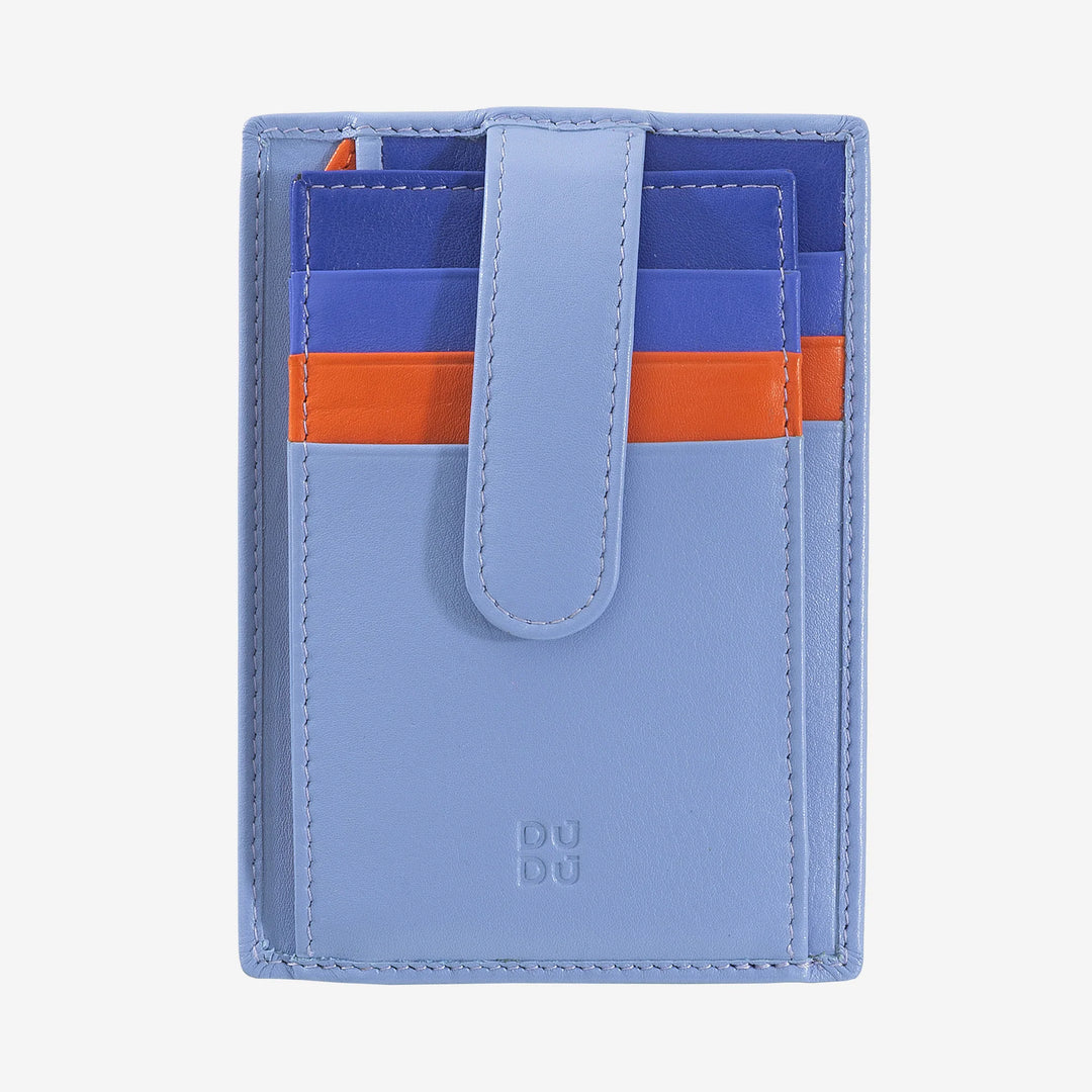 DUDU Slim Multicolored Leather Credit Card Holder for Men and Women with 9 Slots and Security Closure