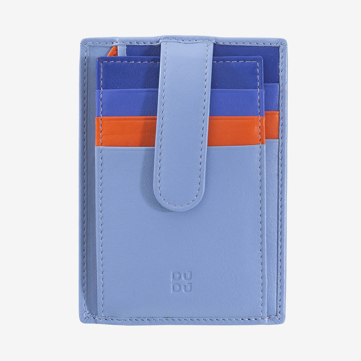 DUDU Slim Multicolored Leather Credit Card Holder for Men and Women with 9 Slots and Security Closure