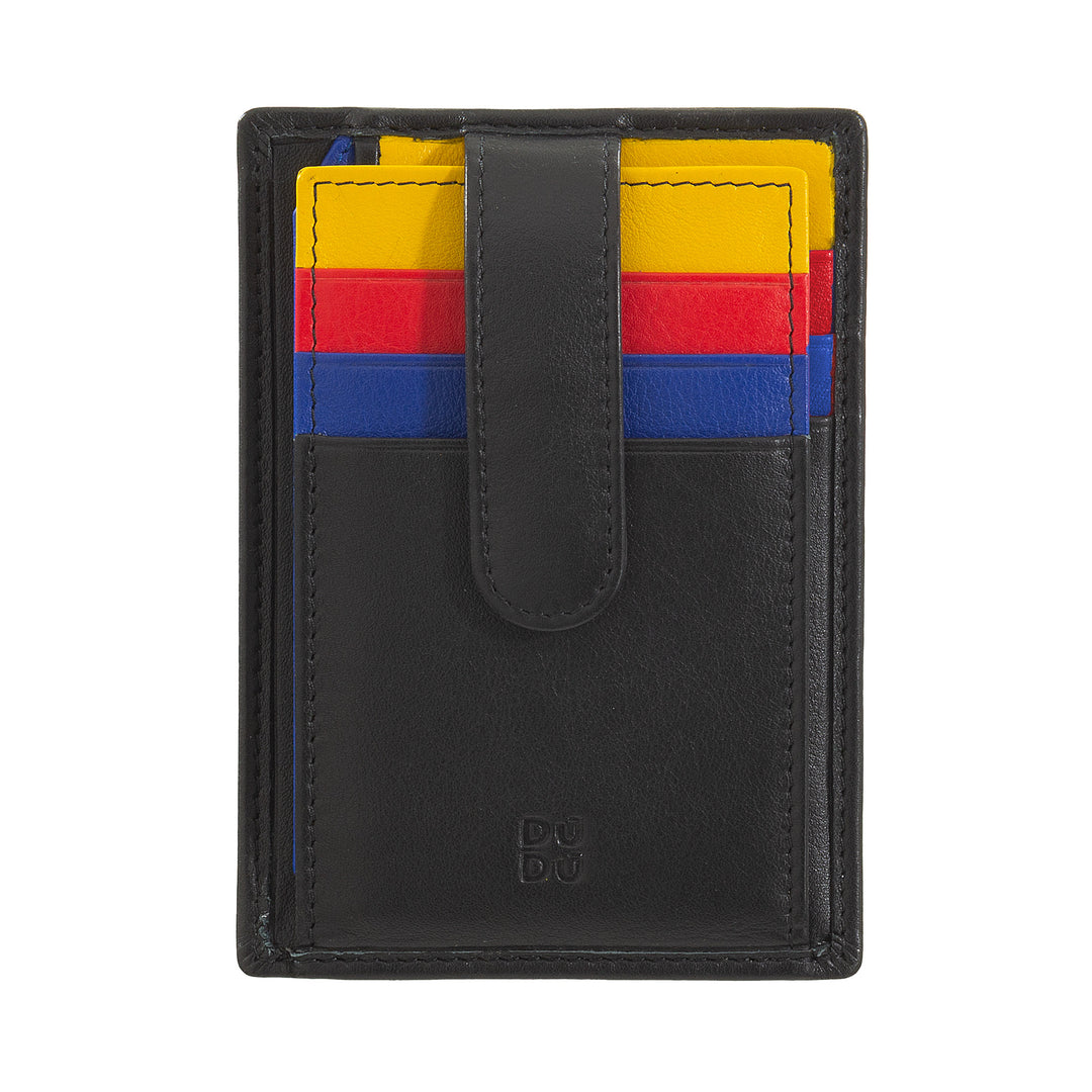 DUDU Multicolor Leather Slim Men's Credit Card Holder Women with 9 Slots and Security Closure