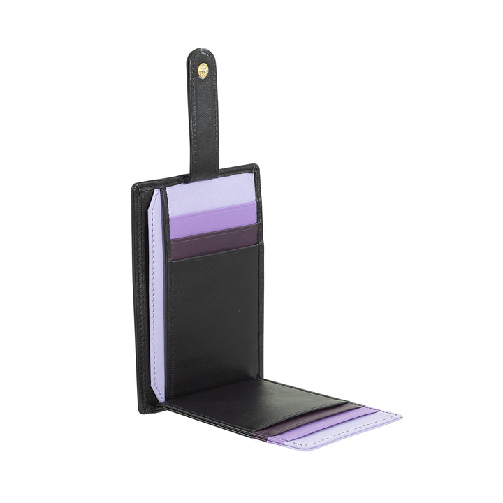 DUDU Slim Multicolored Leather Credit Card Holder for Men and Women with 9 Slots and Security Closure