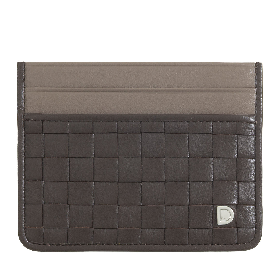 DUDU Woven Leather Card Holder for Men and Women - Slim Compact Woven Card Holder, Elegant Design, Pocket Credit Card Holder