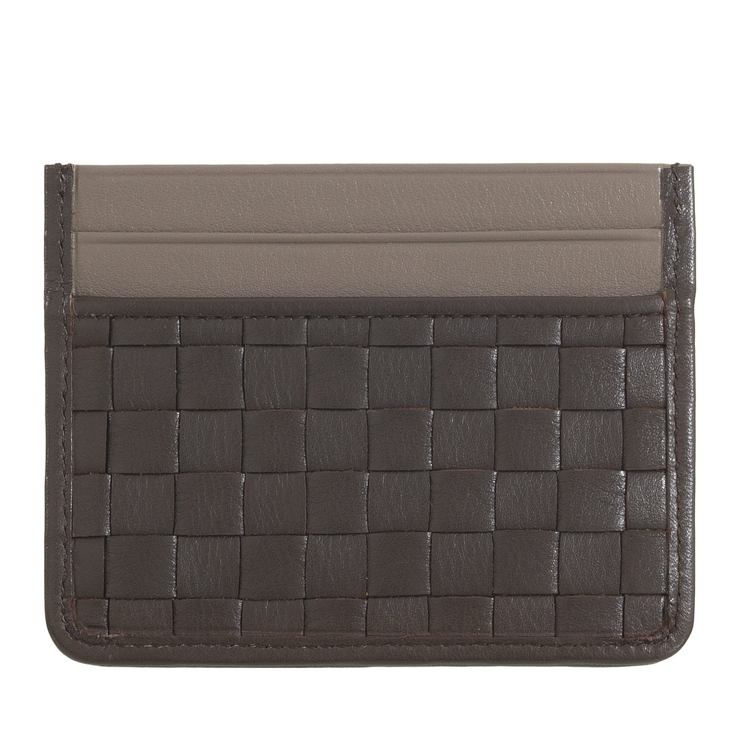 DUDU Woven Leather Card Holder for Men and Women - Slim Compact Woven Card Holder, Elegant Design, Pocket Credit Card Holder