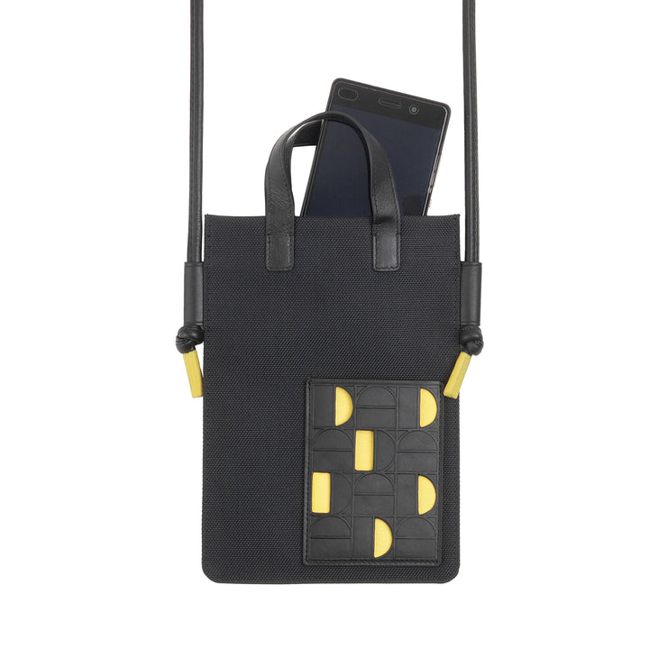 DUDU Shoulder Cell Phone Holder in Leather and Fabric - Small Men&