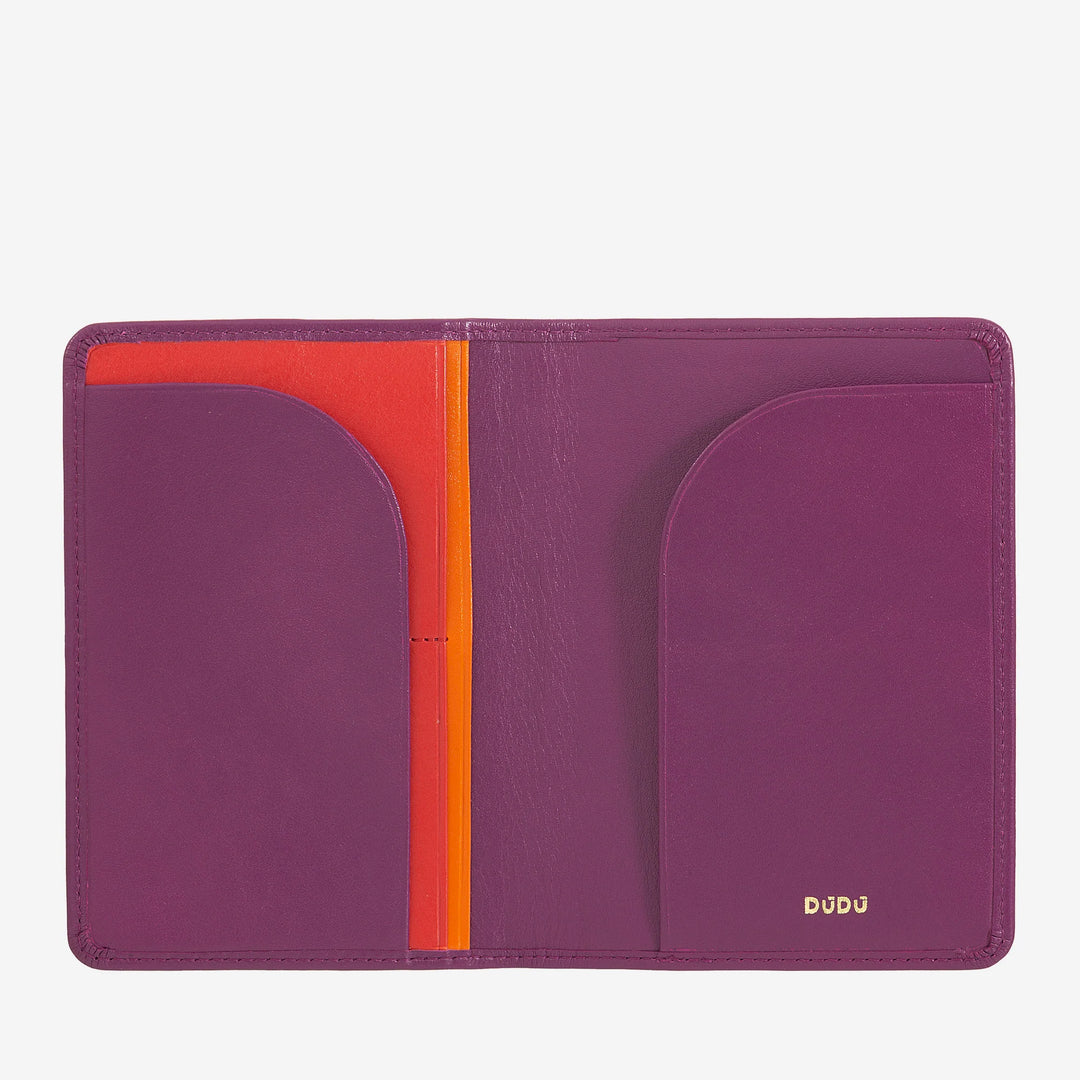 DUDU Travel Leather Passport Holder Case with RFID Protection and Credit Card Holder