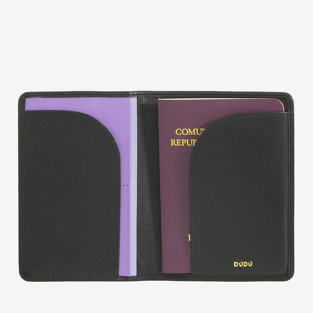 DUDU Travel Leather Passport Holder Case with RFID Protection and Credit Card Holder