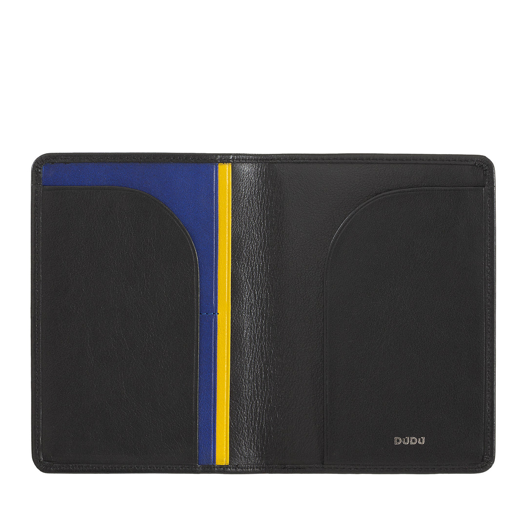 DUDU Travel Leather Passport Case with RFID Protection and Credit Card Holder