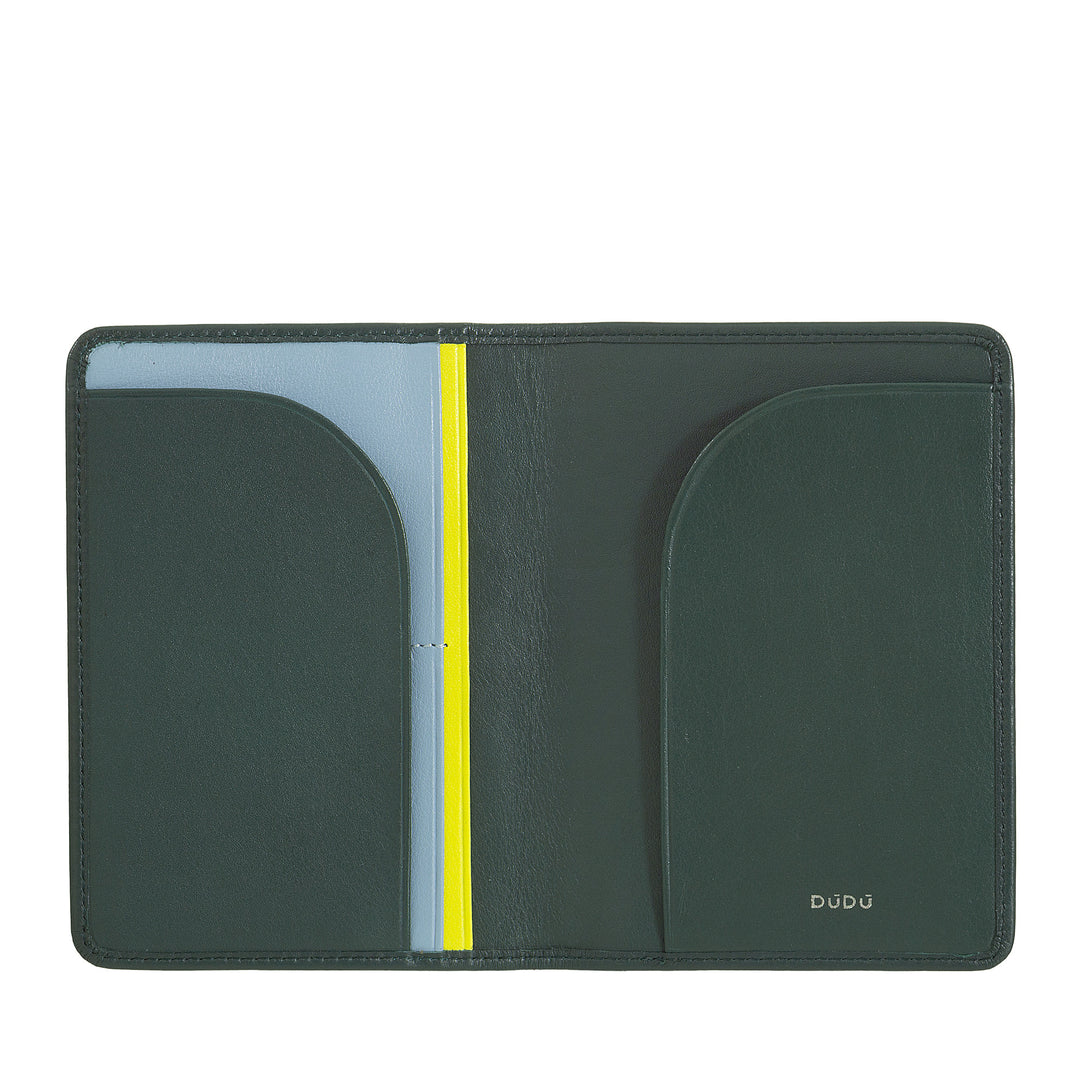 DUDU Travel Leather Passport Holder Case with RFID Protection and Credit Card Holder