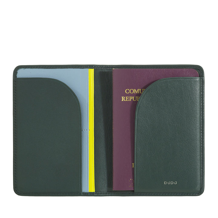 DUDU Travel Leather Passport Holder Case with RFID Protection and Credit Card Holder