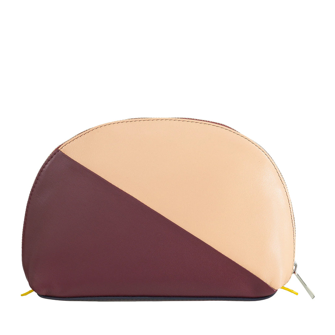 DUDU Makeup Holder Clutch in Leather Travel Bag with Multicolor Zipper