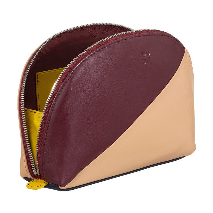 DUDU Makeup Holder Clutch in Leather Travel Bag with Multicolor Zipper