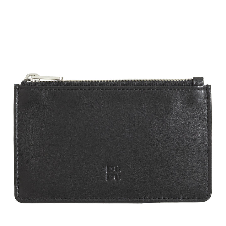 DUDU Men's Credit Card Holder Women's Leather, Small Thin Wallet, 4 Card Holder, with Zipper Closure