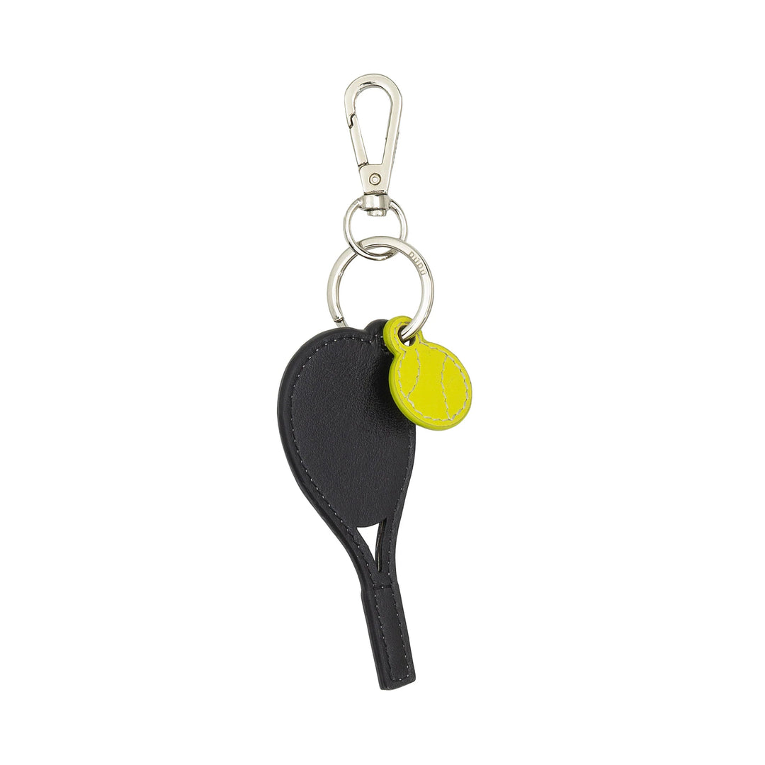 DUDU Leather Tennis Racket Keychain with Carabiner - Tennis Sports Keychain Charm for Keys, Bag or Backpack