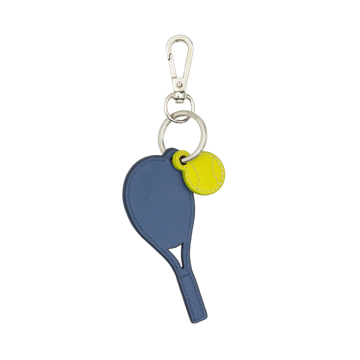 DUDU Leather Tennis Racket Keychain with Carabiner - Tennis Sports Keychain Charm for Keys, Bag or Backpack