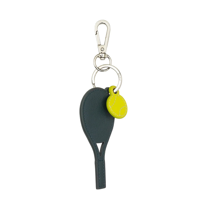DUDU Leather Tennis Racket Keychain with Carabiner - Tennis Sports Keychain Charm for Keys, Bag or Backpack