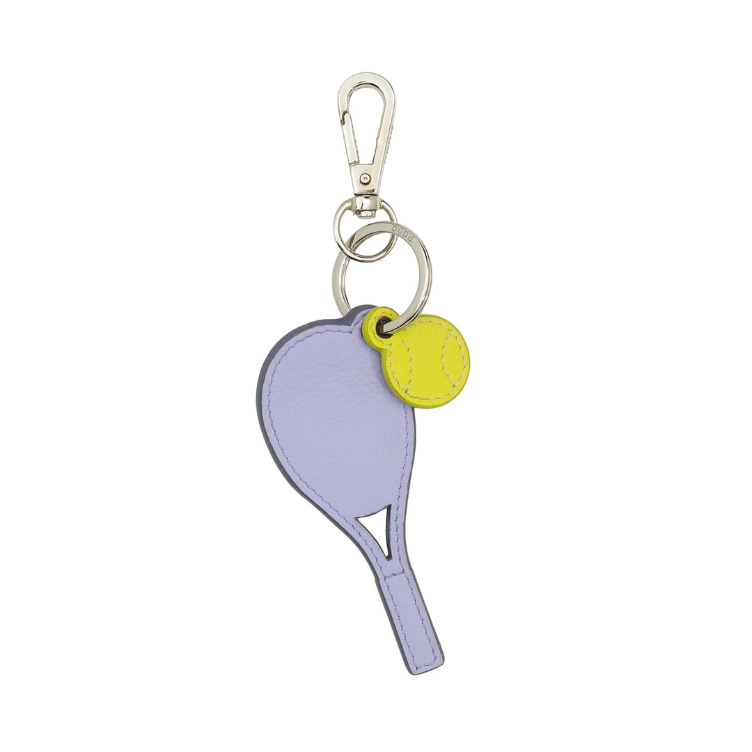 DUDU Leather Tennis Racket Keychain with Carabiner - Tennis Sports Keychain Charm for Keys, Bag or Backpack