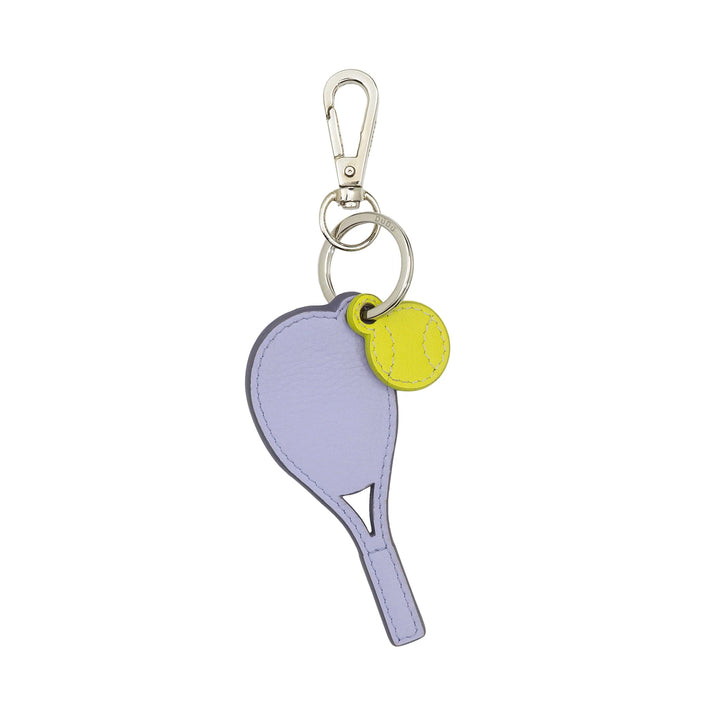 DUDU Leather Tennis Racket Keychain with Carabiner - Tennis Sports Keychain Charm for Keys, Bag or Backpack