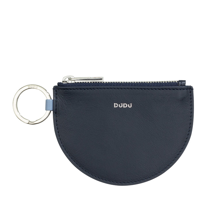 Sealbhóir leathair Mini Dudu do mhná le zip zip zipper agus dhá -cholor Design Slim Keychain