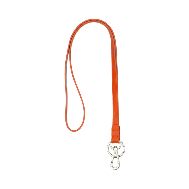 DUDU Lanyard Neck Strap with Ring and Metal Carabiner in Genuine Leather, Lanyard for Keys, Badge Holder, Car, Keyring