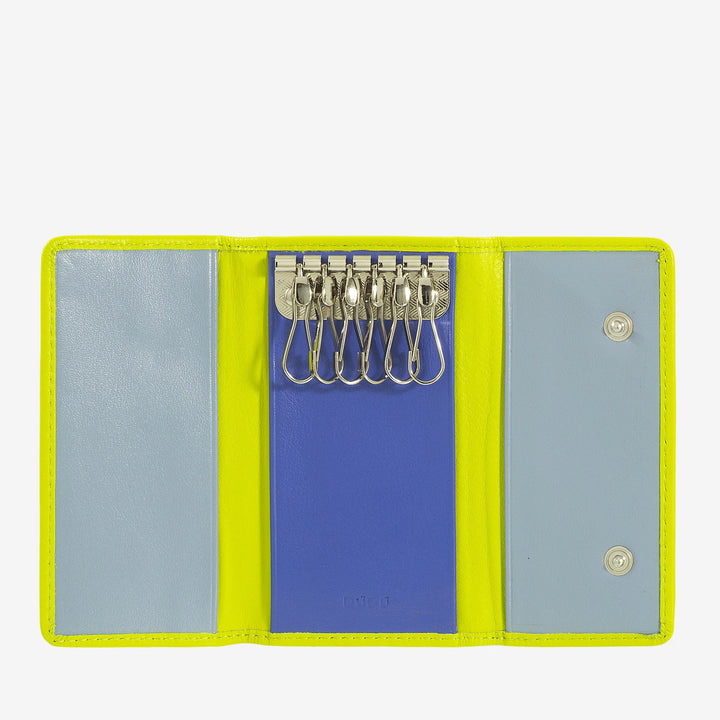 DUDU Classic Keyring in Genuine Leather for Men and Women Multicolored with 6 Hooks