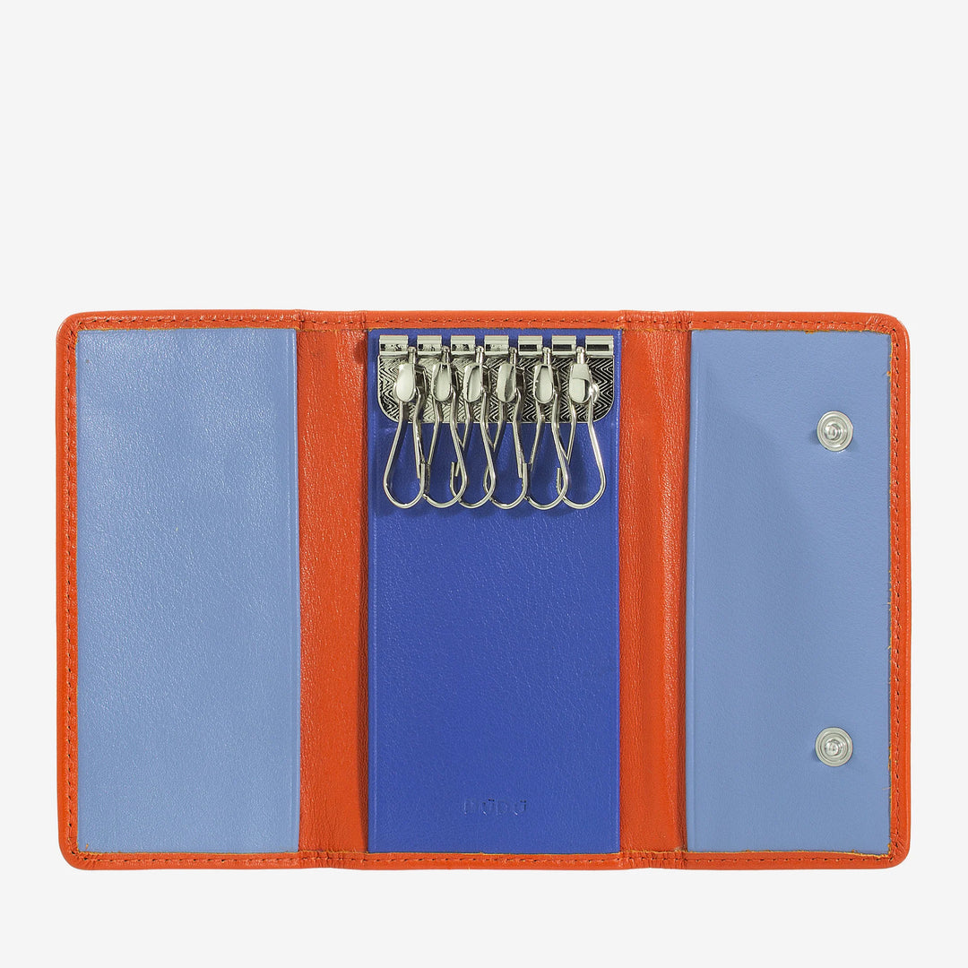 DUDU Classic Keyring in Genuine Leather for Men and Women Multicolored with 6 Hooks