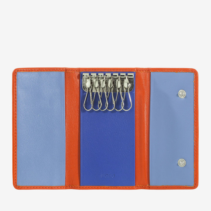 DUDU Classic Keyring in Genuine Leather for Men and Women Multicolored with 6 Hooks