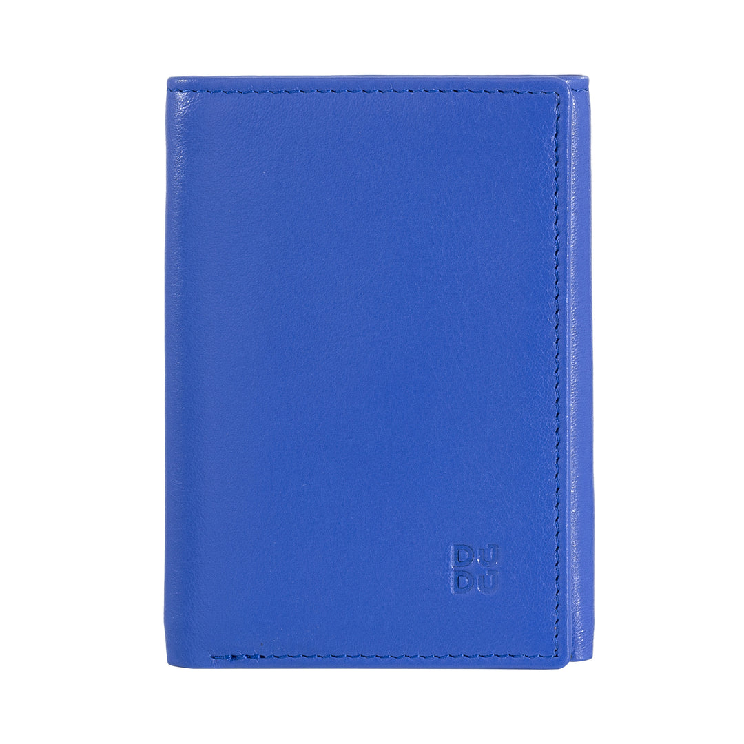 DUDU MAN WALE TRIFOLD in leather, vertical rfid cards cards with button, banknotes, multicolor door