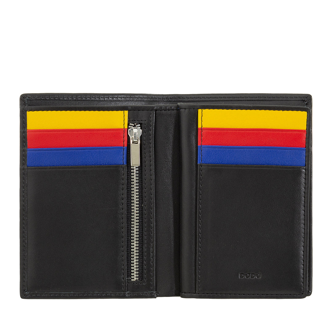 DUDU men's wallet for rfid book in multicolor leather with lightning