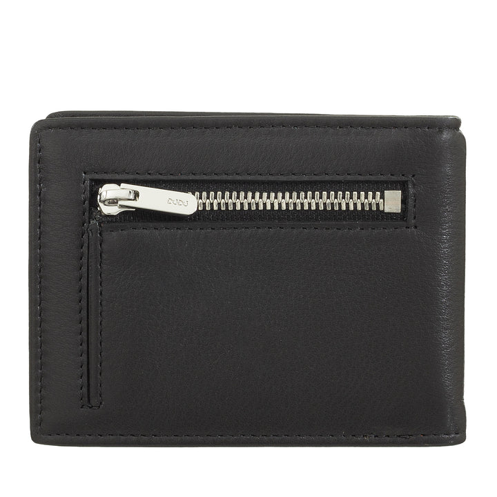 DUDU Men's Wallet with Money Clip, Small Compact Thin Wallet with RFID Protection, Credit Card Holder and Rear Zip