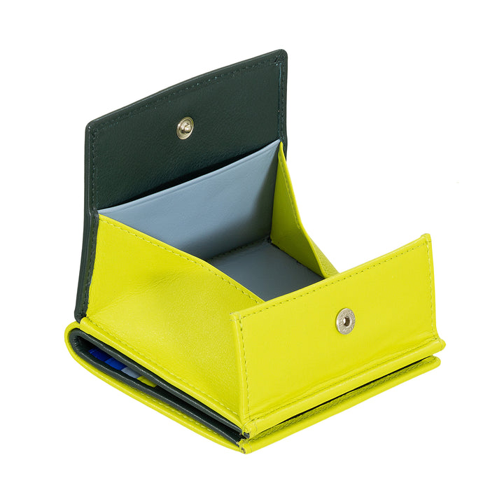 DUDU Multicolor Leather RFID Wallet Card and Coin Holder