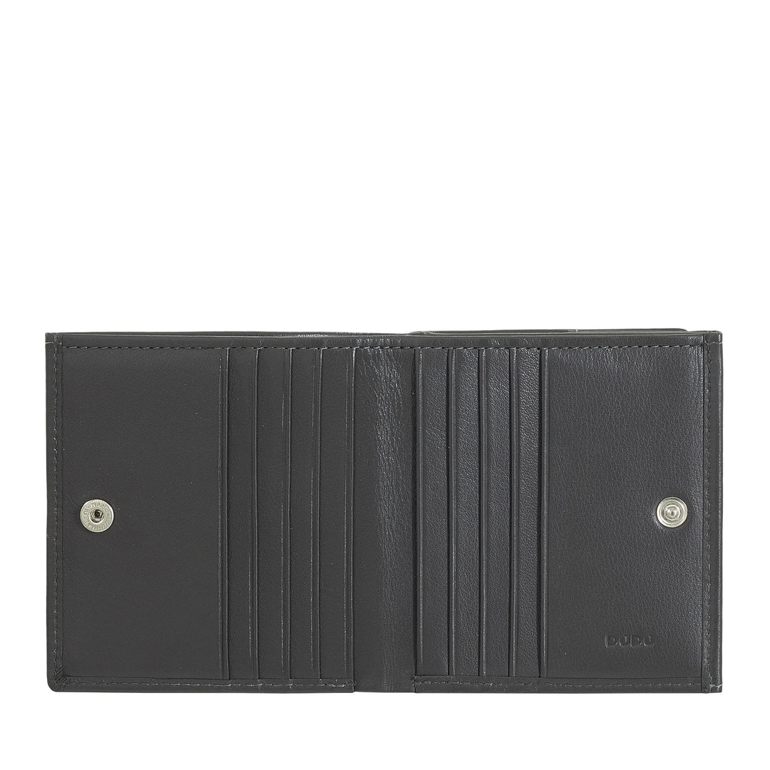 DUDU Multicolored leather RFID wallet for cards and coins